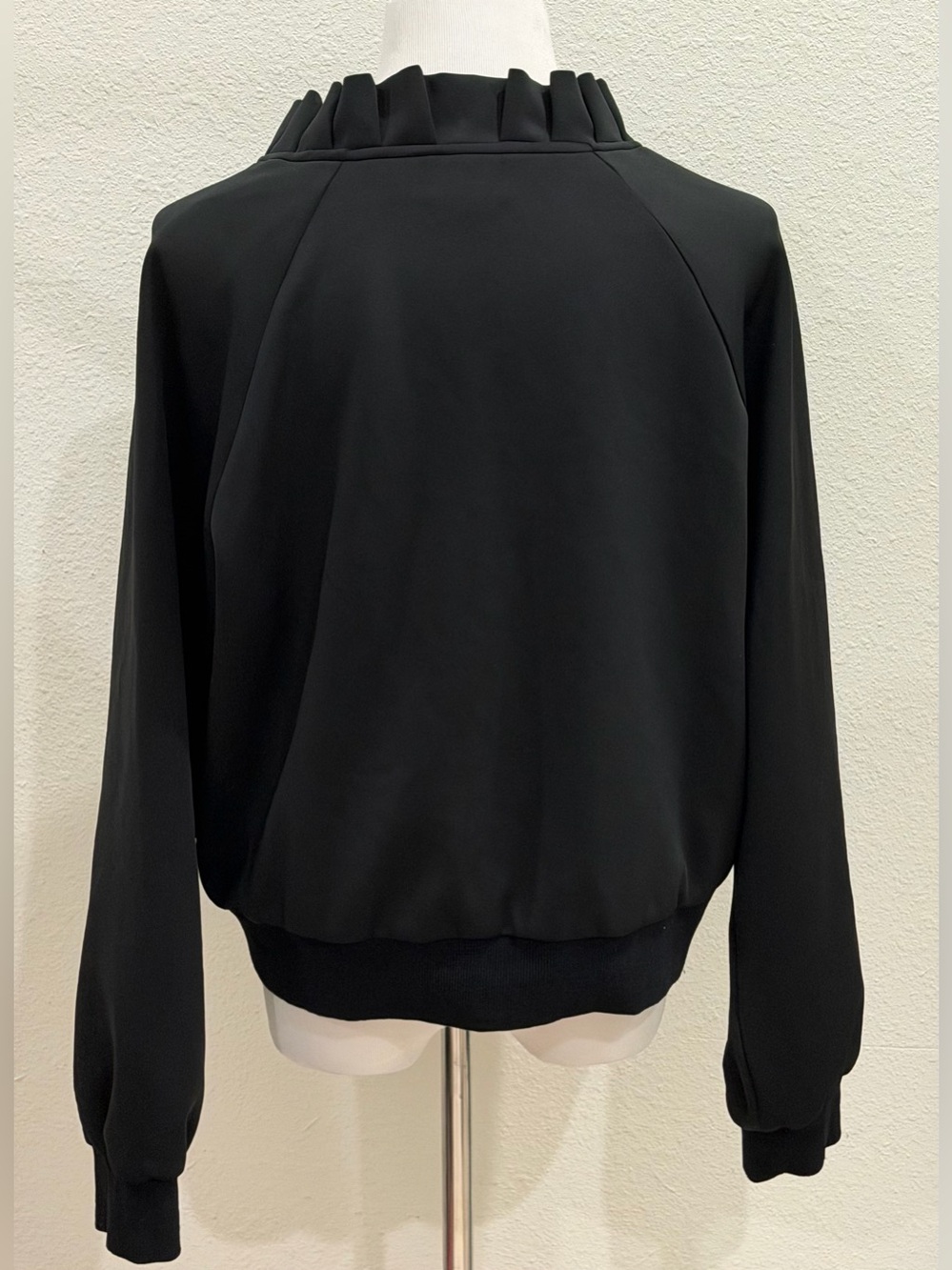 SSYS The Label Black Scuba Ruffle Neck Full Zip Jacket XL Stretch Athleisure - Picture 4 of 10